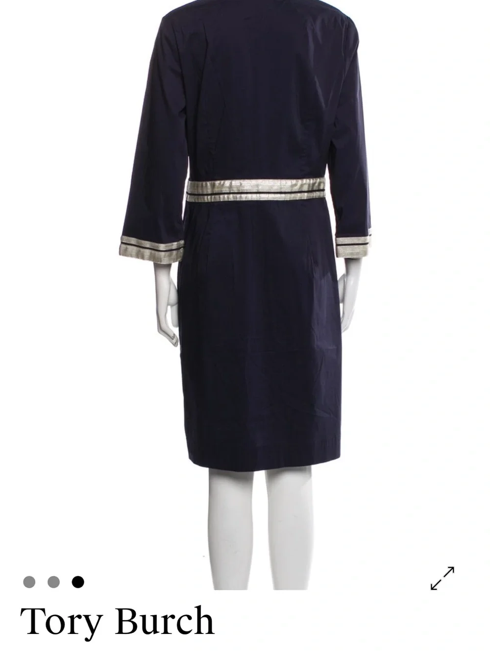 Tory Burch Navy Dress with Silver Metallic Trim